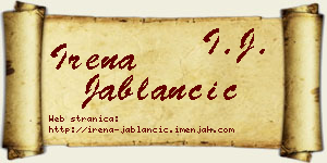 Irena Jablančić vizit kartica